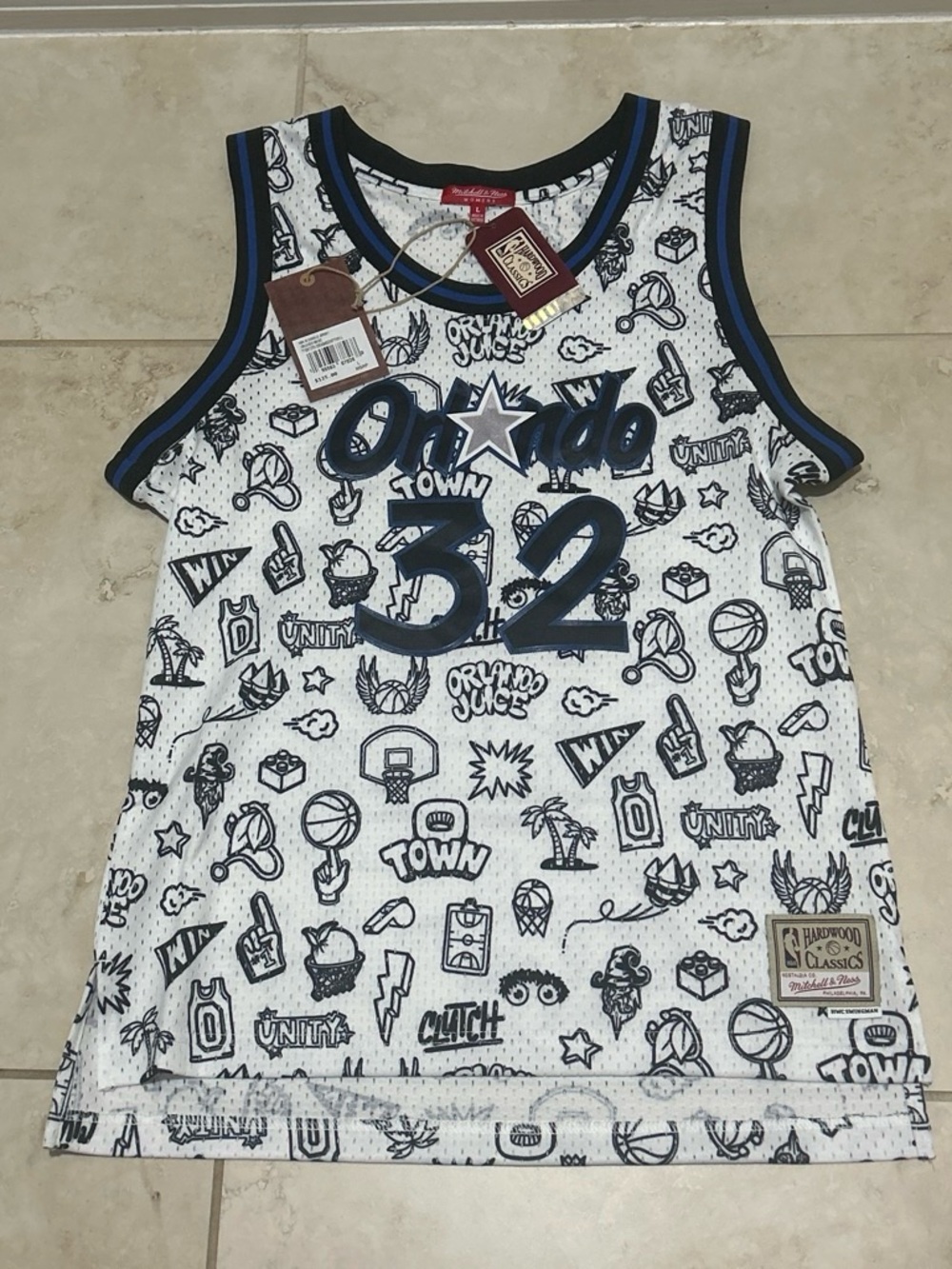 Shaquille O’neal Orlando Magic Mitchell & Ness Hardwood Classics Doodle Jersey